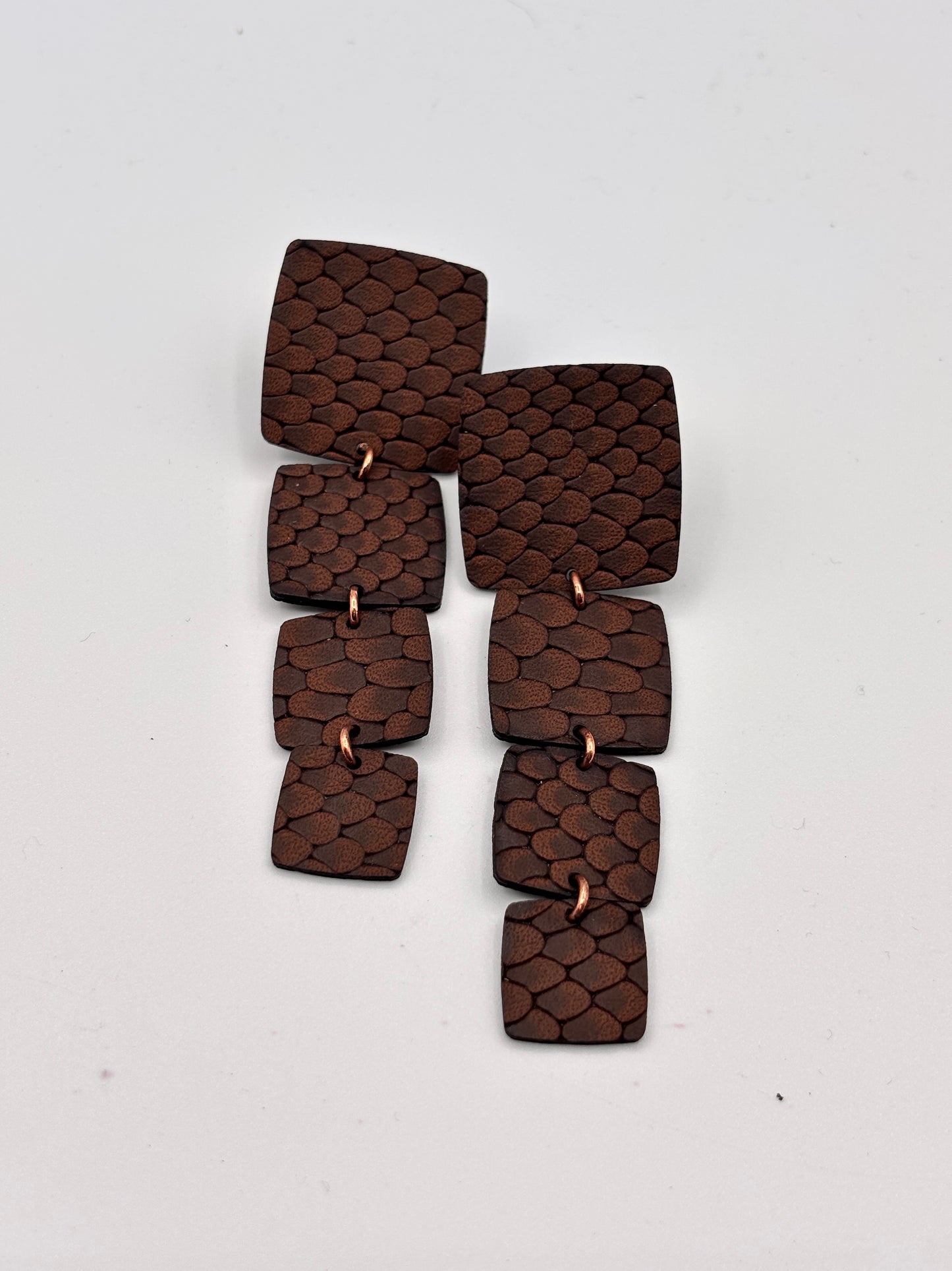 RECTANGLE EARRINGS - Matte Reptile Black