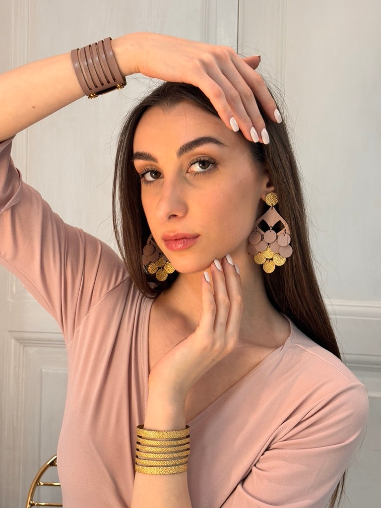 GRAPPOLO EARRINGS - Gold / Tiffany Green / Chocolate