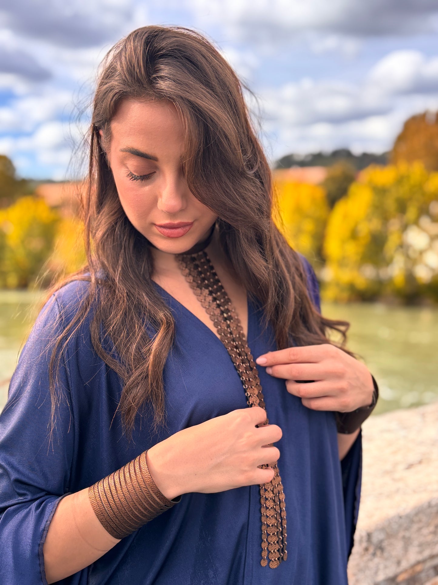 Collana MULTIFILO - Marrone Martellato