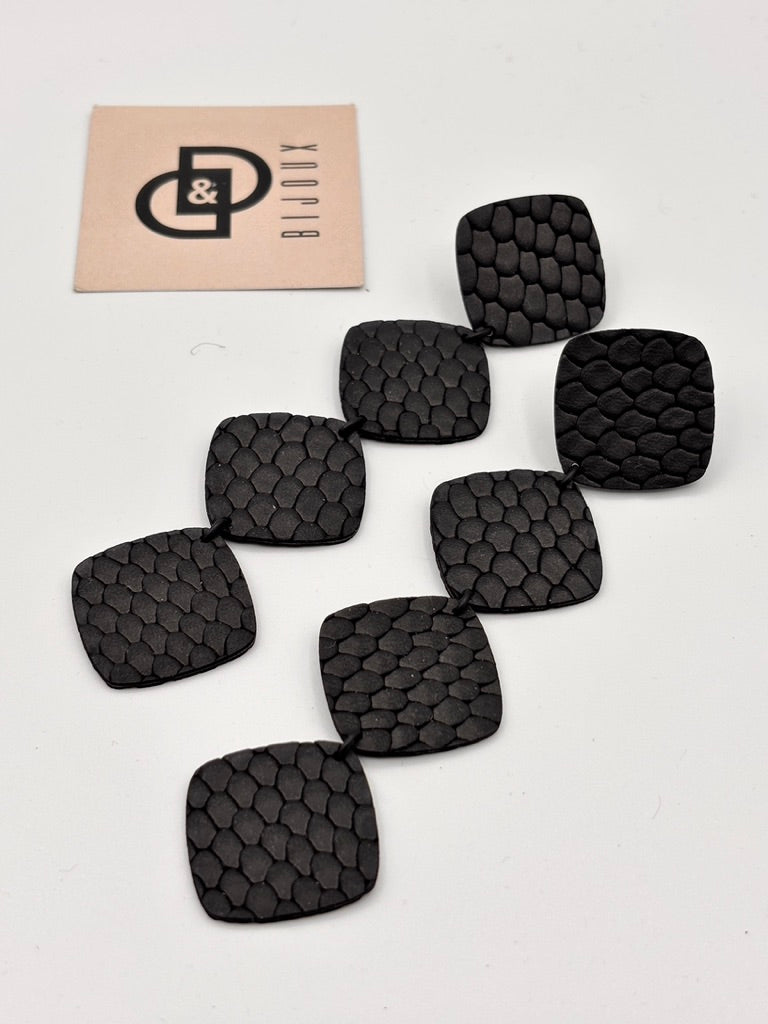 Orecchini ROMBI - Nero Rettile Mat