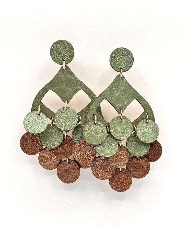 Orecchini GRAPPOLO - Verde/Bronzo Cangiante