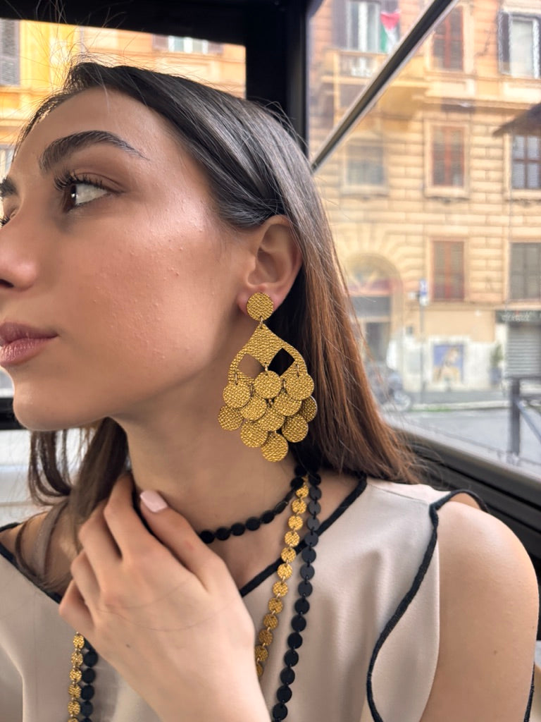 GRAPPOLO EARRINGS - Gold / Tiffany Green / Chocolate