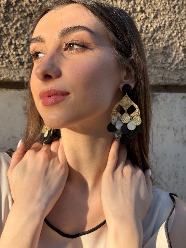 GRAPPOLO EARRINGS - Gold / Tiffany Green / Chocolate