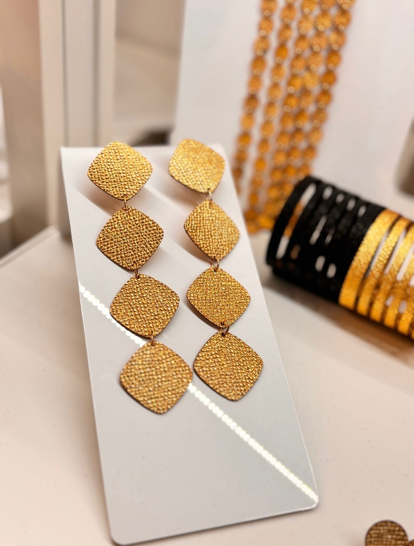 Orecchini ROMBI - Oro Martellato