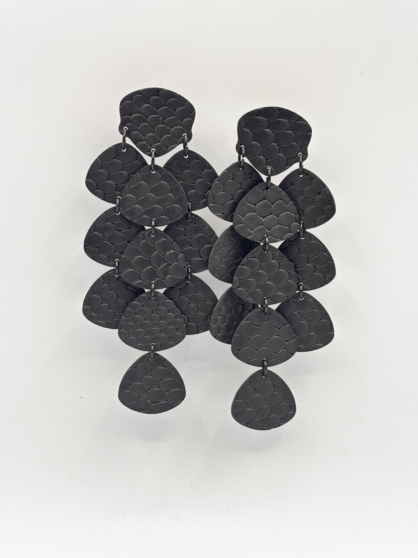 Orecchini PETALI - Nero Rettile Mat