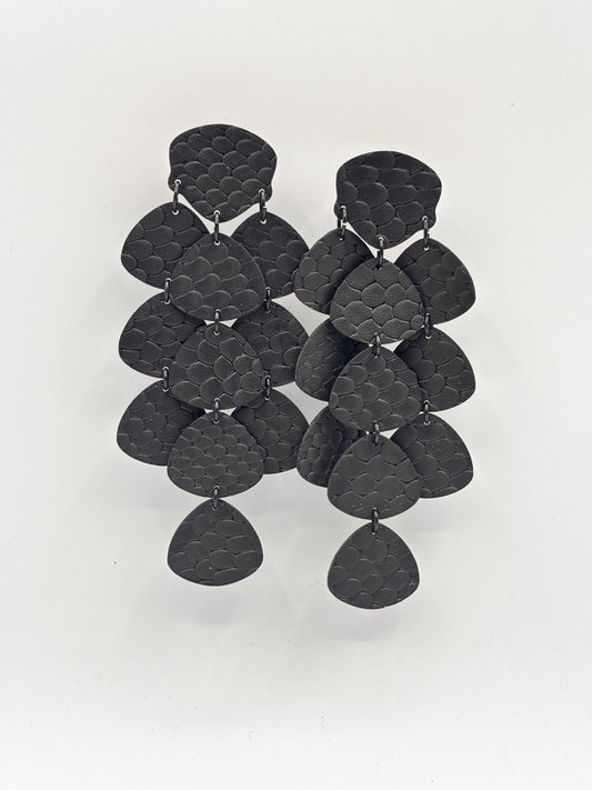 Orecchini PETALI - Nero Rettile Mat