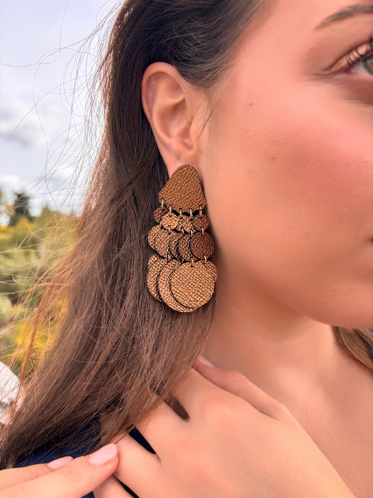 Orecchini BOLLE SMALL - Marrone Martellato