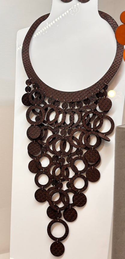 Collana CERCHI degradè - Marrone Rettile Mat