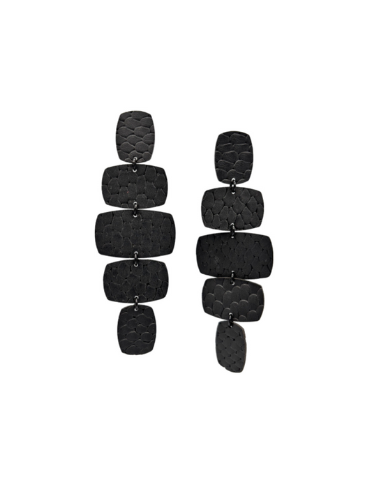 RECTANGLE EARRINGS - Matte Reptile Black