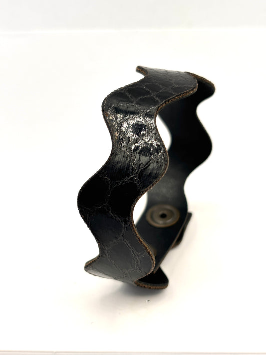 Intreccio Bracelet - Black Reptile Mat