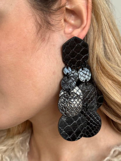 BUBBLES EARRINGS - Matte Reptile Black