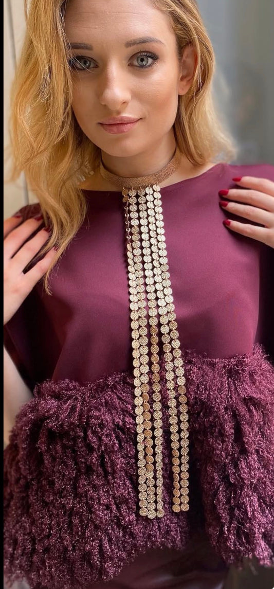 Collana MULTIFILO - Oro Rosa Martellato