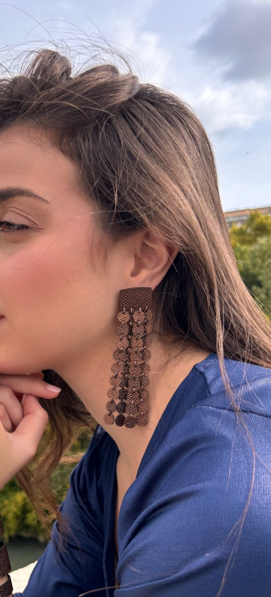 Orecchini SCINTILLE - Marrone Martellato