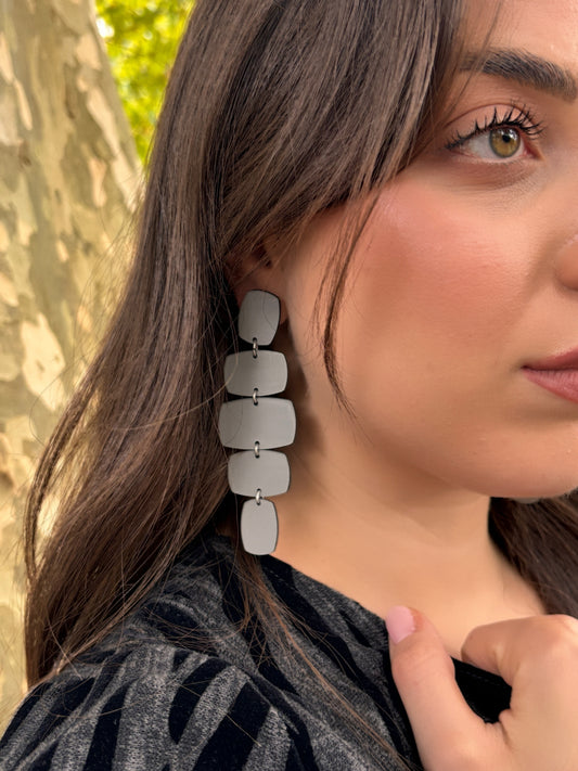 Orecchini RETTANGOLI - Grigio Lucido