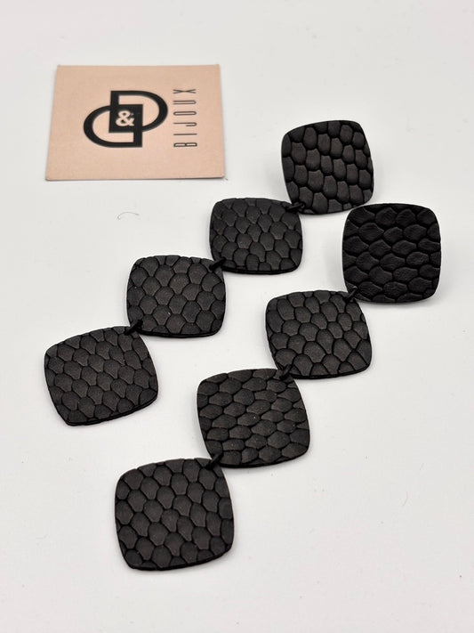 Orecchini ROMBI - Nero Rettile Mat