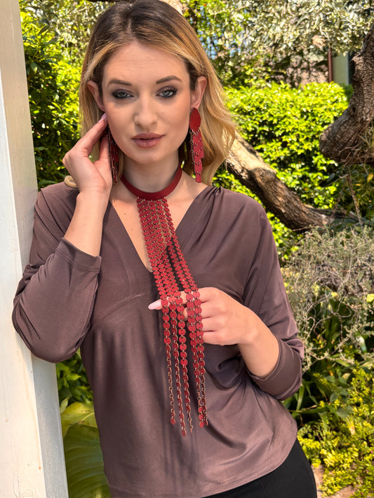 Multistrand Necklace - Black Reptile Mat