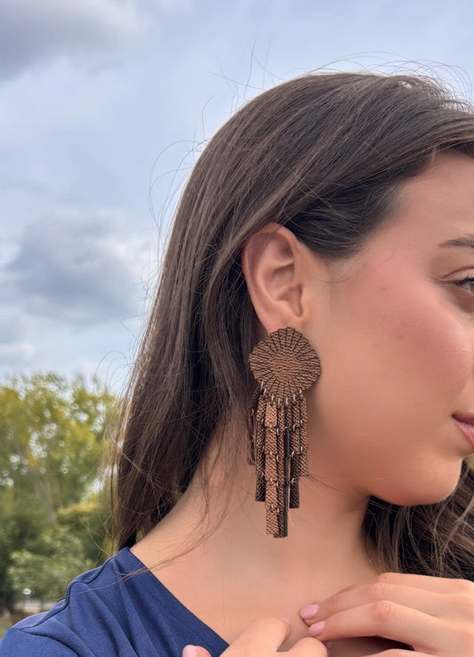 Orecchini PIOGGIA - Marrone Martellato