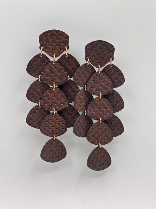 Orecchini PETALI - Marrone Rettile Mat