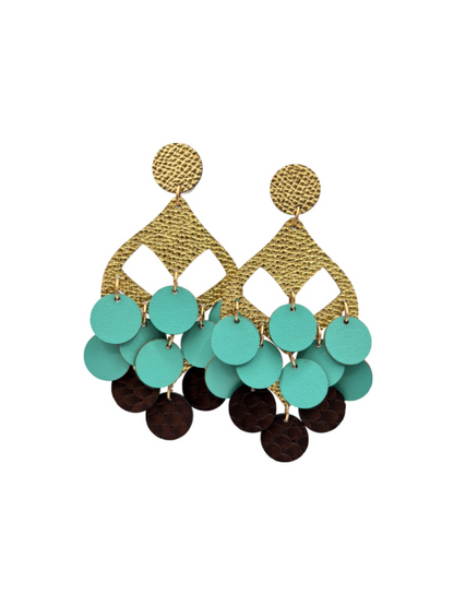 GRAPPOLO EARRINGS - Gold / Tiffany Green / Chocolate