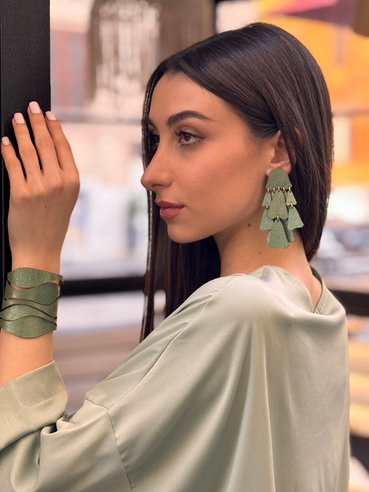 Orecchini CAMPANULE - Verde Salvia Cangiante