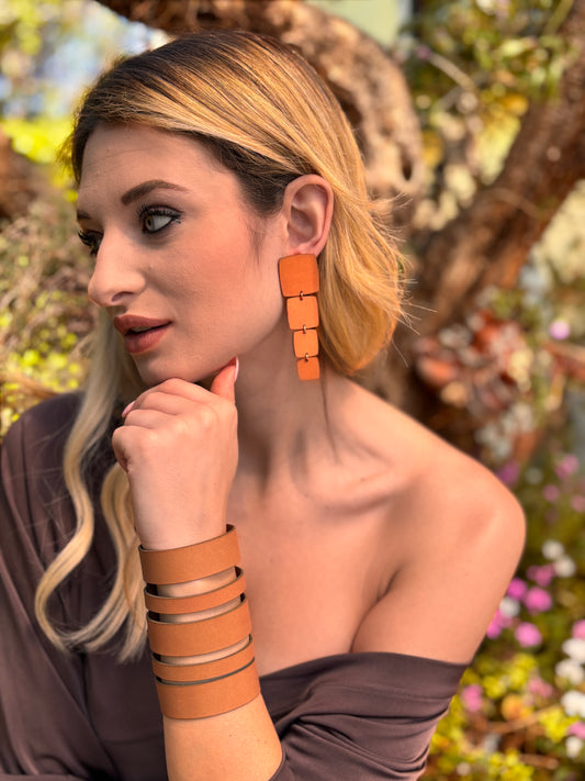 RECTANGLE EARRINGS - Matte Reptile Black