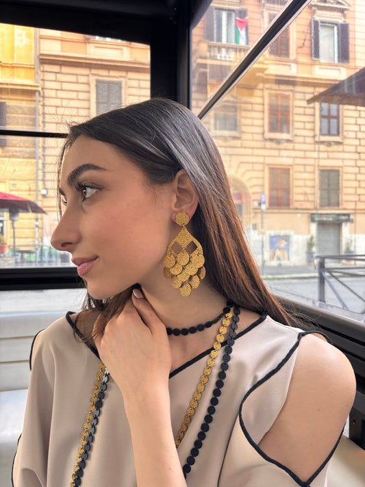 Orecchini GRAPPOLO - Oro Martellato