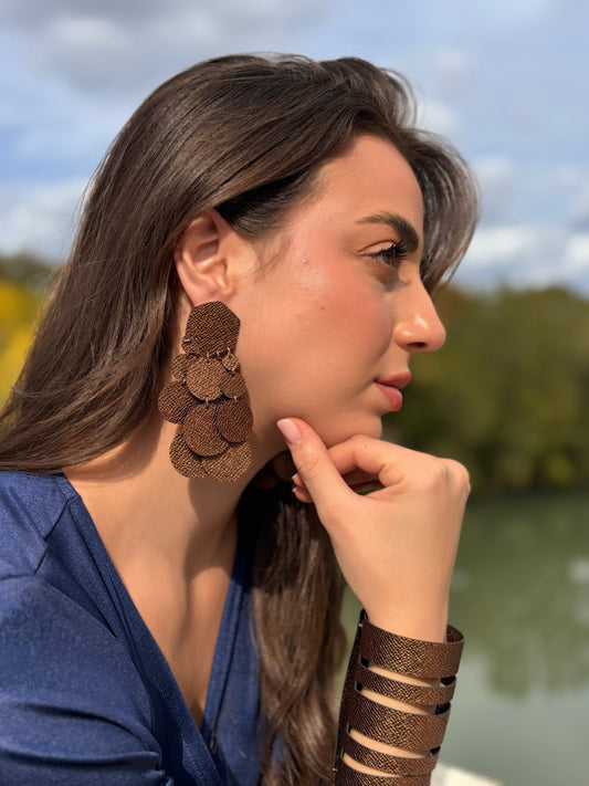 Orecchini BOLLE - Marrone Martellato