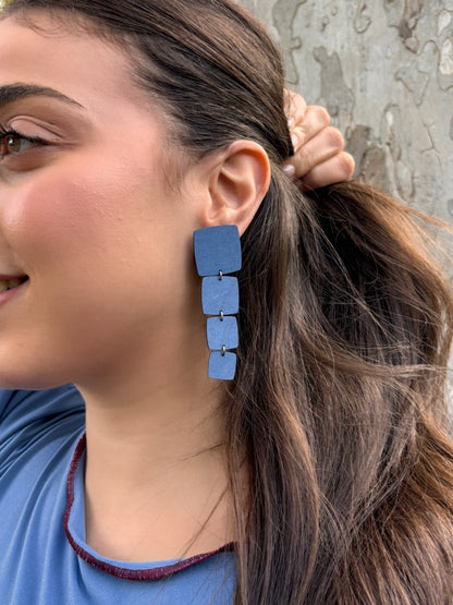 RECTANGLE EARRINGS - Matte Reptile Black