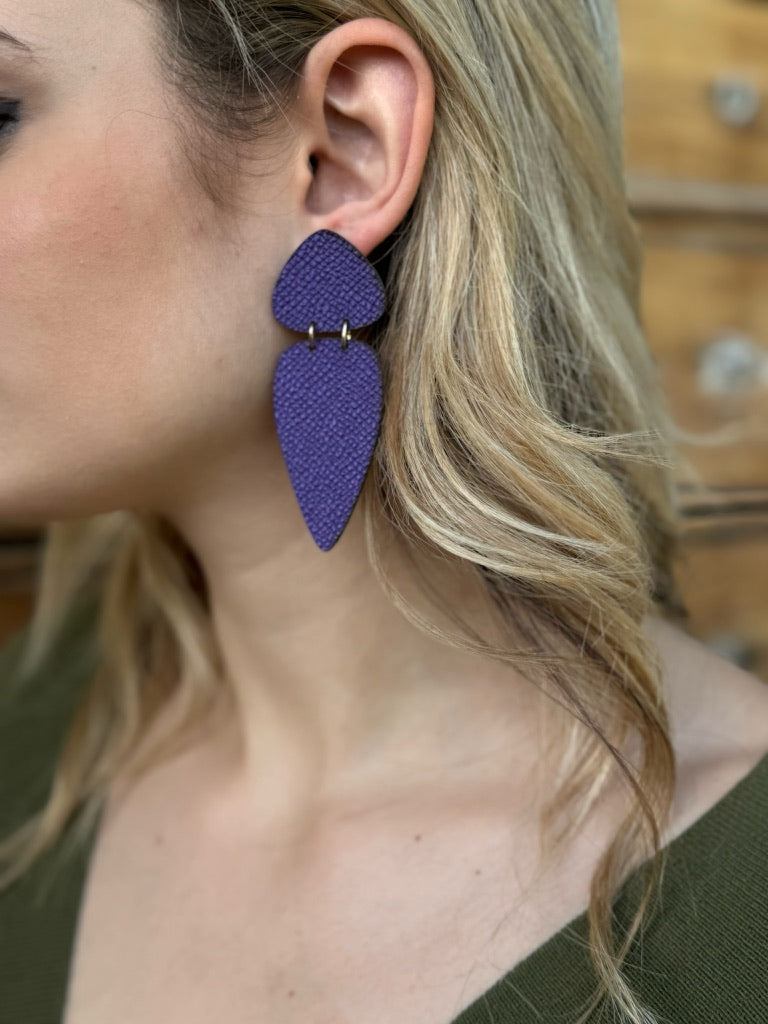 Orecchini A Barilotto In Vetro Di Murano Autentico - Colore Viola, Fatti A Mano A Venezia, Con Certificato E Sacchetto In Velluto