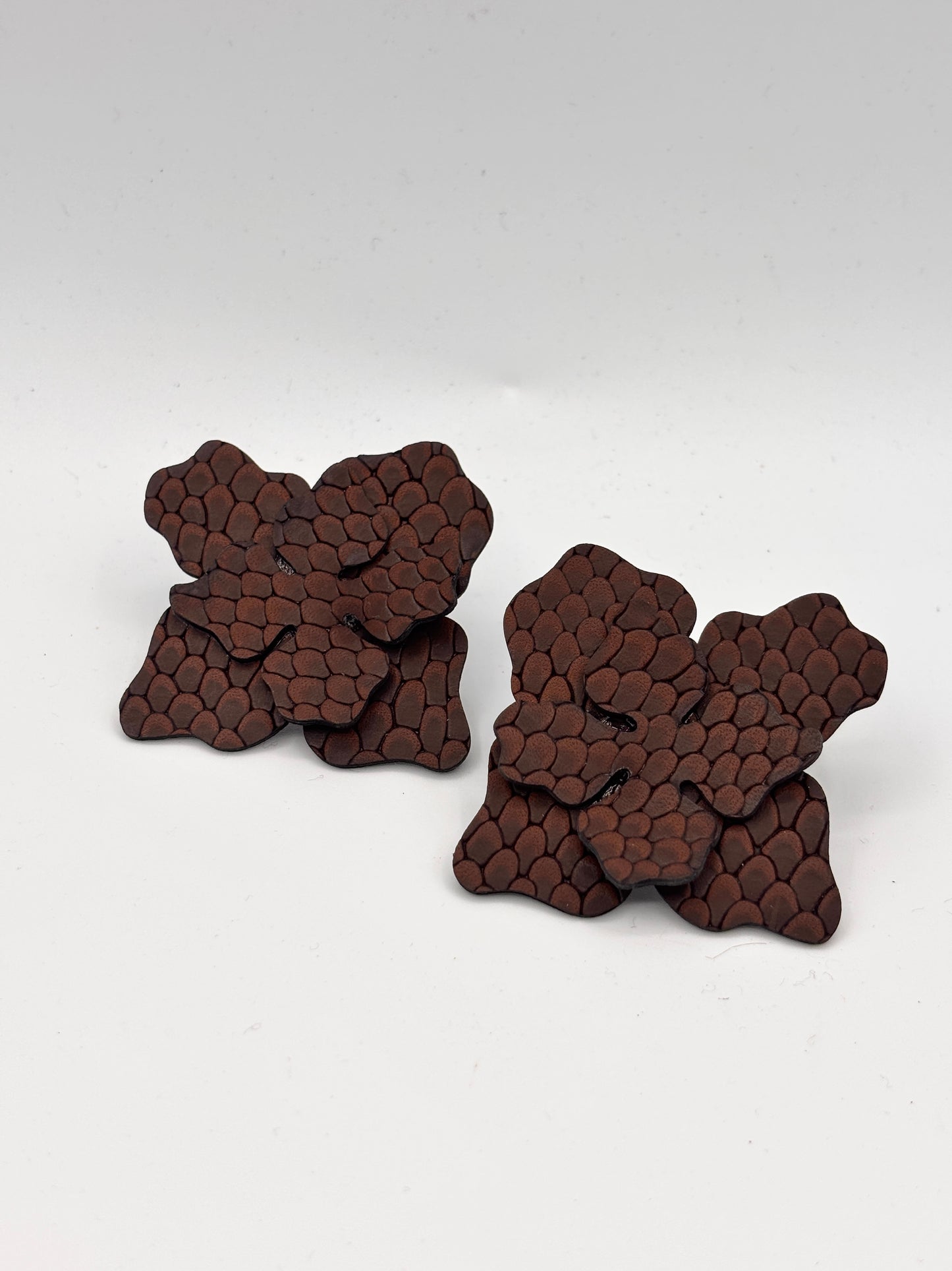 Orecchini FIORE - Marrone Rettile Mat