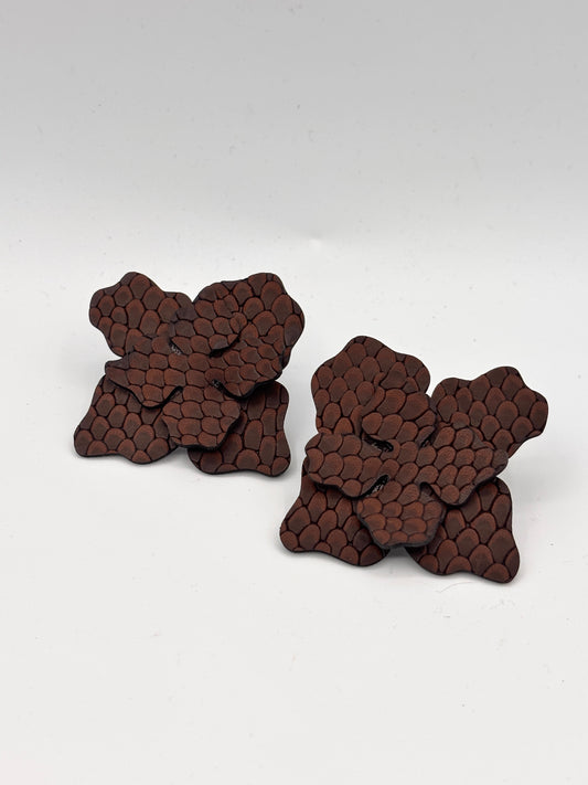 Orecchini FIORE - Marrone Rettile Mat