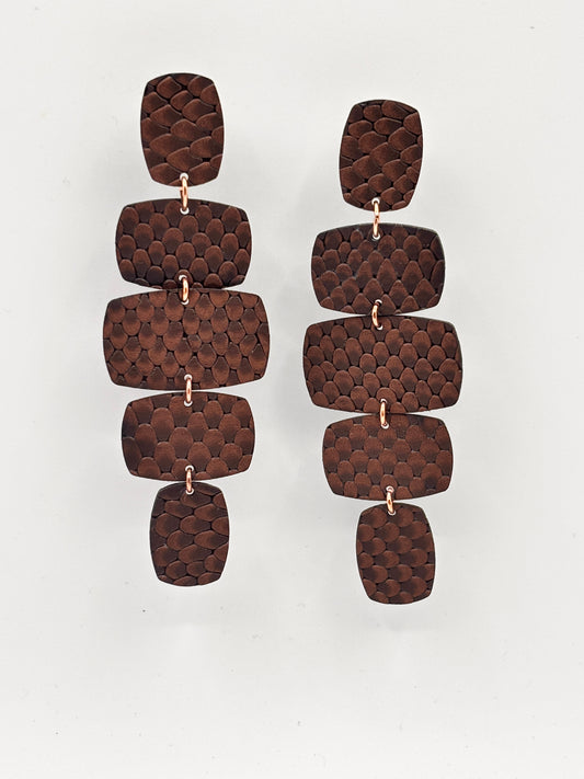Orecchini RETTANGOLI - Marrone Rettile Mat