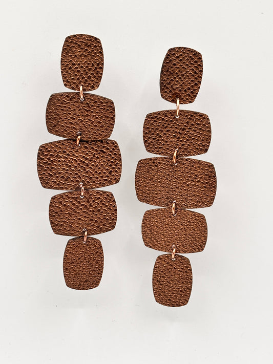 Orecchini RETTANGOLI - Marrone Martellato