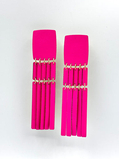 FRINGE EARRINGS - Fuchsia