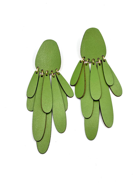 TUFT EARRINGS - Olive Green