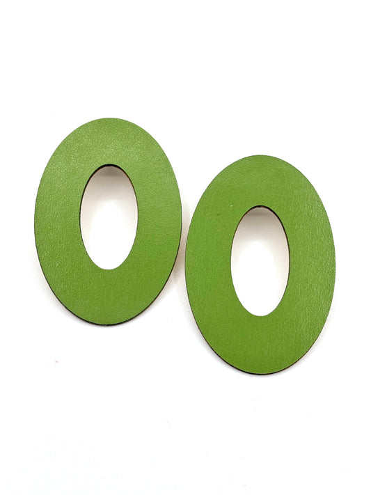 OVAL EARRINGS - Olive Green