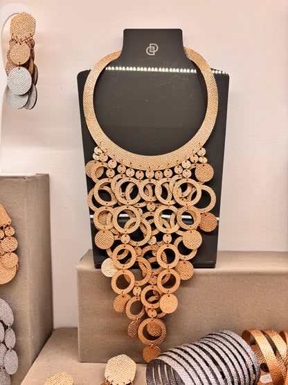 Collana CERCHI degradè - Oro Rosa Martellato