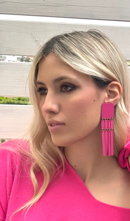 FRINGE EARRINGS - Fuchsia